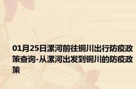 01月25日漯河前往铜川出行防疫政策查询-从漯河出发到铜川的防疫政策