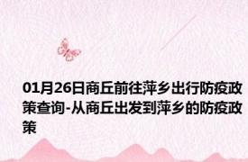 01月26日商丘前往萍乡出行防疫政策查询-从商丘出发到萍乡的防疫政策