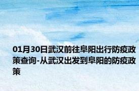 01月30日武汉前往阜阳出行防疫政策查询-从武汉出发到阜阳的防疫政策