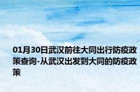 01月30日武汉前往大同出行防疫政策查询-从武汉出发到大同的防疫政策