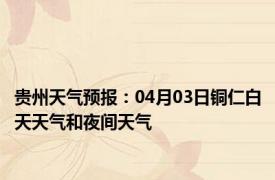 贵州天气预报：04月03日铜仁白天天气和夜间天气