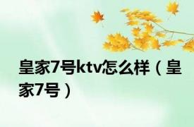 皇家7号ktv怎么样（皇家7号）