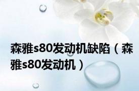 森雅s80发动机缺陷（森雅s80发动机）