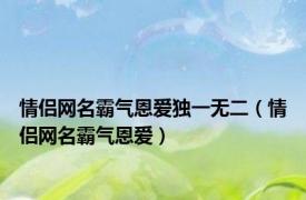 情侣网名霸气恩爱独一无二（情侣网名霸气恩爱）