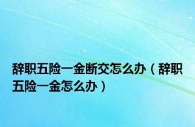 辞职五险一金断交怎么办（辞职五险一金怎么办）