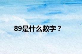 89是什么数字？