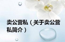 卖公营私（关于卖公营私简介）