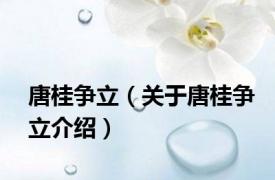 唐桂争立（关于唐桂争立介绍）