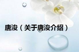 唐浚（关于唐浚介绍）