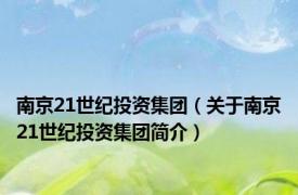 南京21世纪投资集团（关于南京21世纪投资集团简介）