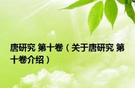 唐研究 第十卷（关于唐研究 第十卷介绍）