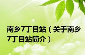 南乡7丁目站（关于南乡7丁目站简介）