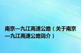 南京—九江高速公路（关于南京—九江高速公路简介）