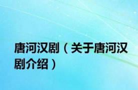 唐河汉剧（关于唐河汉剧介绍）