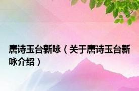 唐诗玉台新咏（关于唐诗玉台新咏介绍）