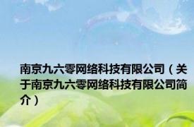 南京九六零网络科技有限公司（关于南京九六零网络科技有限公司简介）