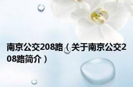 南京公交208路（关于南京公交208路简介）