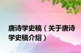 唐诗学史稿（关于唐诗学史稿介绍）