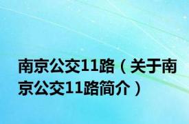 南京公交11路（关于南京公交11路简介）