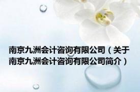 南京九洲会计咨询有限公司（关于南京九洲会计咨询有限公司简介）