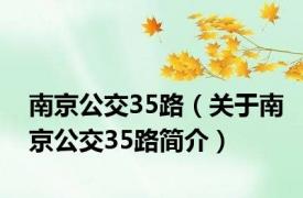 南京公交35路（关于南京公交35路简介）