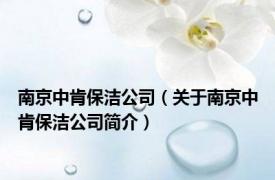 南京中肯保洁公司（关于南京中肯保洁公司简介）