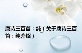 唐诗三百首：纯（关于唐诗三百首：纯介绍）