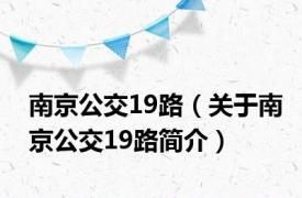 南京公交19路（关于南京公交19路简介）