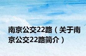 南京公交22路（关于南京公交22路简介）