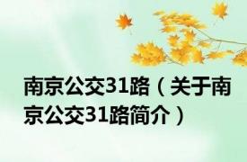 南京公交31路（关于南京公交31路简介）