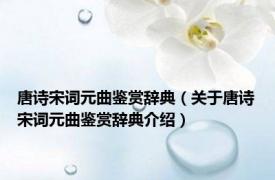 唐诗宋词元曲鉴赏辞典（关于唐诗宋词元曲鉴赏辞典介绍）