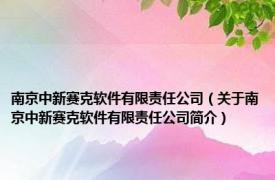 南京中新赛克软件有限责任公司（关于南京中新赛克软件有限责任公司简介）