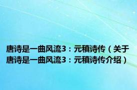 唐诗是一曲风流3：元稹诗传（关于唐诗是一曲风流3：元稹诗传介绍）