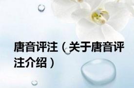 唐音评注（关于唐音评注介绍）