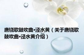 唐铙歌鼓吹曲·泾水黄（关于唐铙歌鼓吹曲·泾水黄介绍）