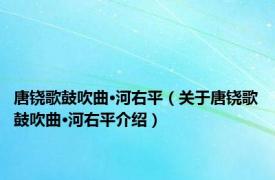 唐铙歌鼓吹曲·河右平（关于唐铙歌鼓吹曲·河右平介绍）