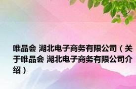 唯品会 湖北电子商务有限公司（关于唯品会 湖北电子商务有限公司介绍）