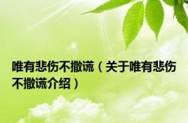 唯有悲伤不撒谎（关于唯有悲伤不撒谎介绍）