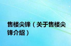 售楼尖锋（关于售楼尖锋介绍）