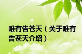 唯有告苍天（关于唯有告苍天介绍）