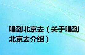 唱到北京去（关于唱到北京去介绍）