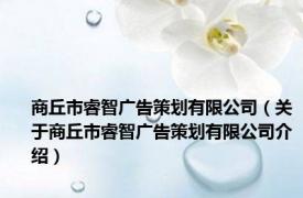 商丘市睿智广告策划有限公司（关于商丘市睿智广告策划有限公司介绍）