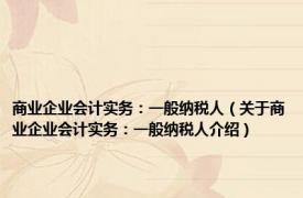 商业企业会计实务：一般纳税人（关于商业企业会计实务：一般纳税人介绍）