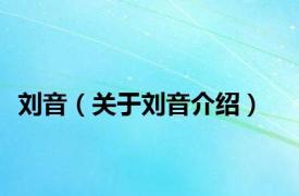 刘音（关于刘音介绍）