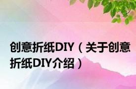 创意折纸DIY（关于创意折纸DIY介绍）