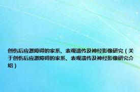 创伤后应激障碍的家系、表观遗传及神经影像研究（关于创伤后应激障碍的家系、表观遗传及神经影像研究介绍）