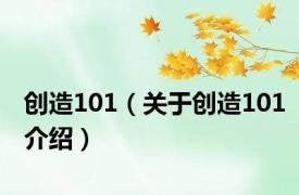 创造101（关于创造101介绍）