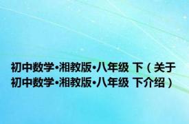 初中数学·湘教版·八年级 下（关于初中数学·湘教版·八年级 下介绍）