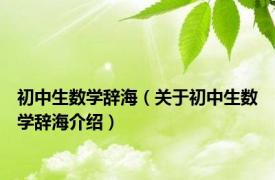 初中生数学辞海（关于初中生数学辞海介绍）