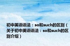 初中英语语法：so和such的区别（关于初中英语语法：so和such的区别介绍）